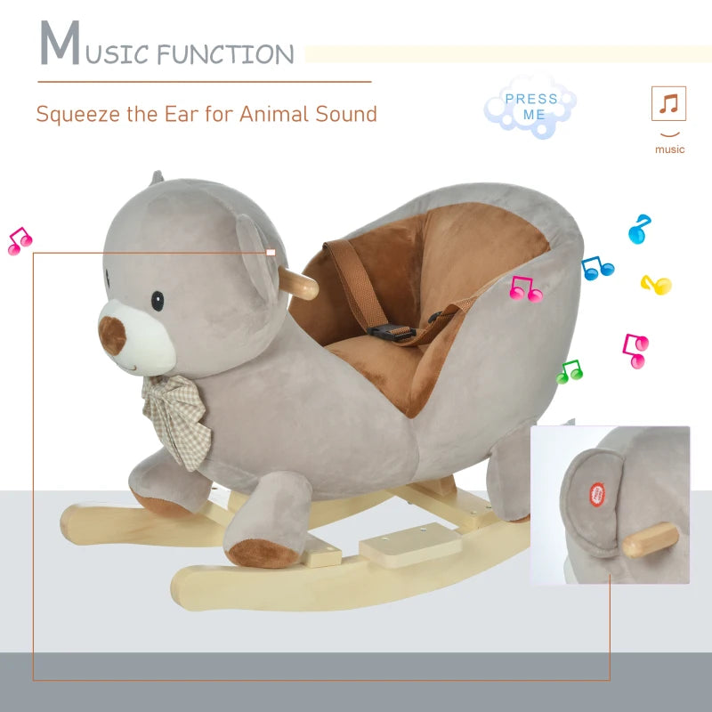 HOMCOM Children's Rocking Bear - Grey
