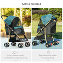 PawHut Pet Stroller for XS and S Dogs w/ Rain Cover