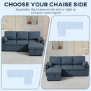 HOMCOM Corner Sofa Bed, L Shaped Sofa with Storage Chaise, USB Ports, Blue