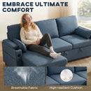 HOMCOM Corner Sofa Bed, L Shaped Sofa with Storage Chaise, USB Ports, Blue