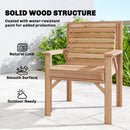Outsunny Wood Garden Chair Outdoor Dining Chair with Curved Seat, Natural