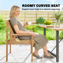 Outsunny Wood Garden Chair Outdoor Dining Chair with Curved Seat, Natural
