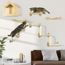 PawHut Cat Wall Furniture Condo Perches Scratch Posts Steps 8 Piece Beige