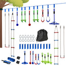 AIYAPLAY 10 Piece Zip Line Kit for Kids, for Outdoor Garden, Multicolour