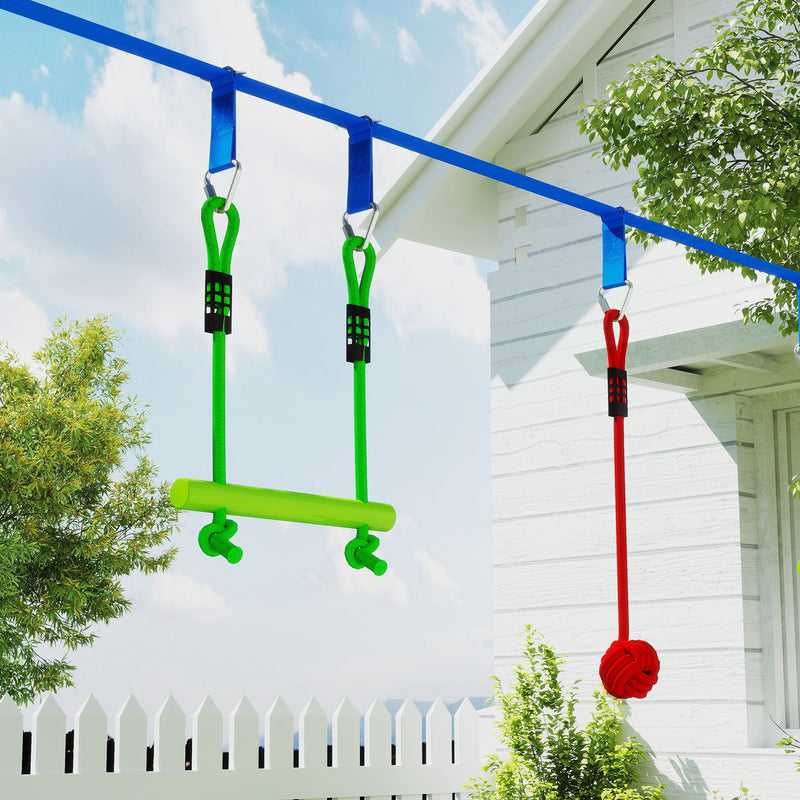 AIYAPLAY 10 Piece Zip Line Kit for Kids, for Outdoor Garden, Multicolour