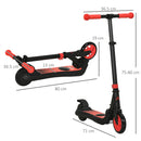 HOMCOM Folding Electric Scooter with Rear Wheel Brake, Red