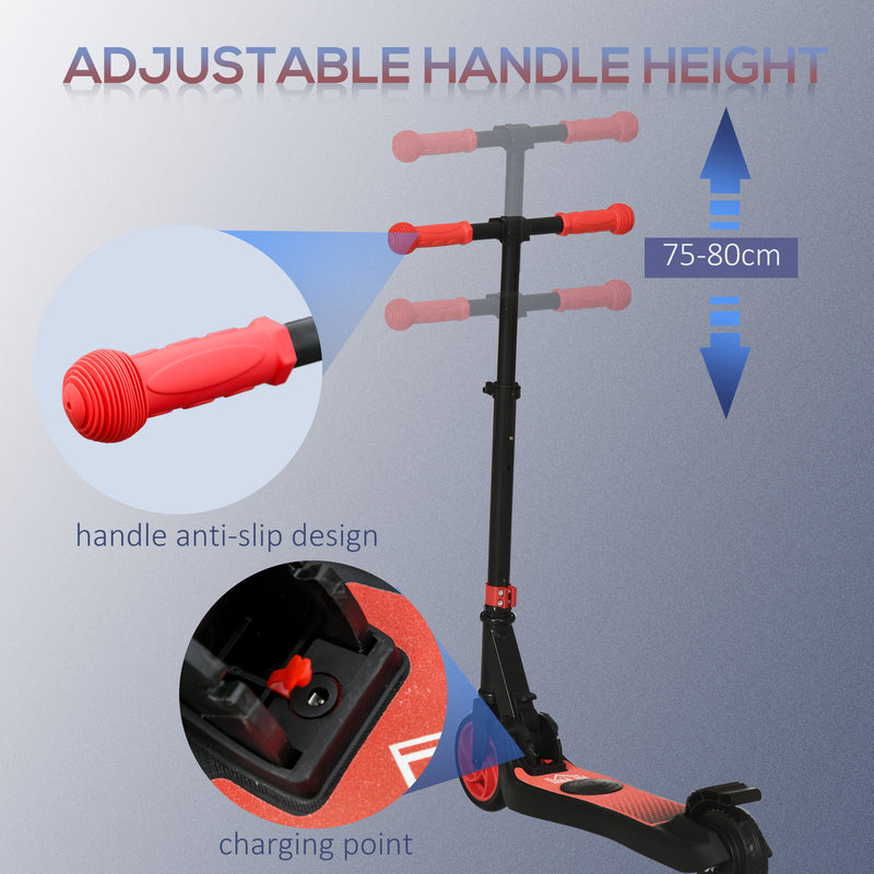 HOMCOM Folding Electric Scooter with Rear Wheel Brake, Red