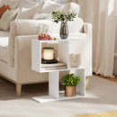 HOMCOM Side Table, Narrow End Table with Storage Shelves, White