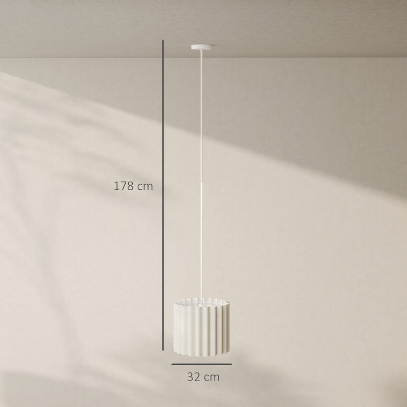 HOMCOM Linen Pendant Light, E27 Lampshade For Living Room, Bedroom