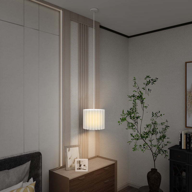 HOMCOM Linen Pendant Light, E27 Lampshade For Living Room, Bedroom