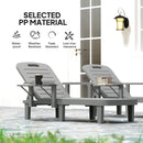 Outsunny Set of 2 Resin Reclining Sun Loungers for Garden