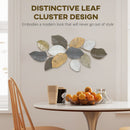 HOMCOM Modern Wall Art with Leaf Design, Metal Hanging Decoration