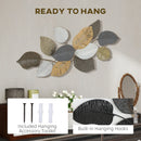 HOMCOM Modern Wall Art with Leaf Design, Metal Hanging Decoration