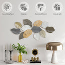 HOMCOM Modern Wall Art with Leaf Design, Metal Hanging Decoration