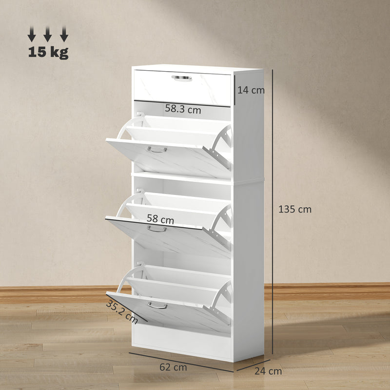 HOMCOM Shoe Cabinet w/ 4 Drawers Shoe Storage Organiser for 18 Pairs Black