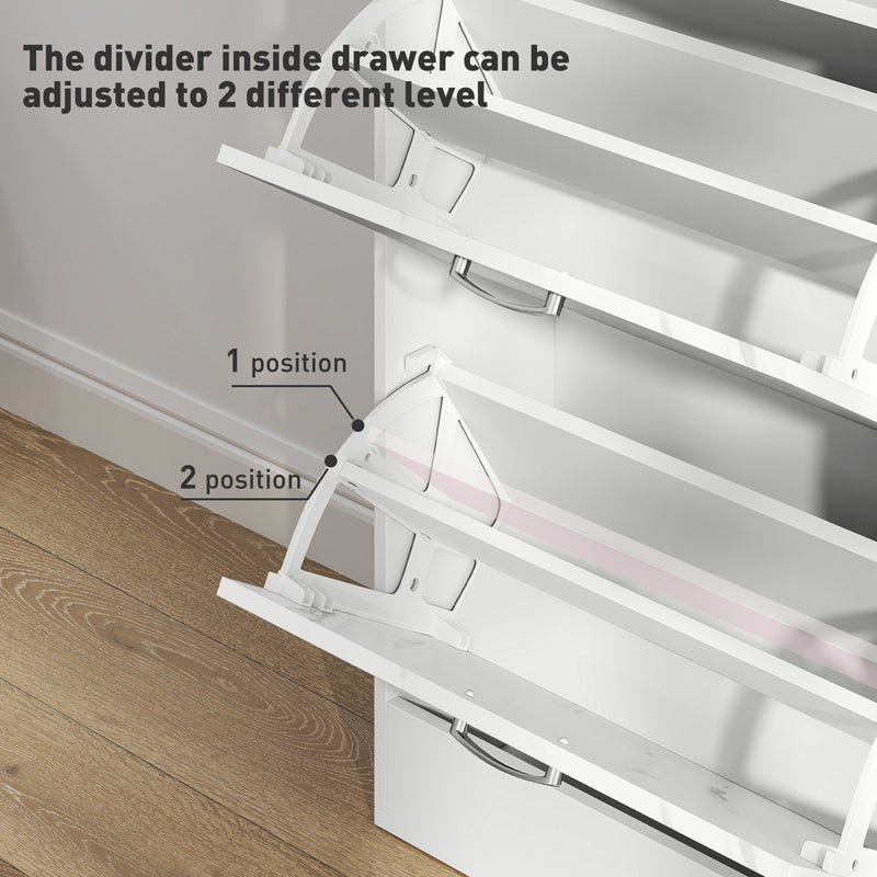 HOMCOM Shoe Cabinet w/ 4 Drawers Shoe Storage Organiser for 18 Pairs Black