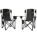 Outsunny Set Of 2 Padded Folding Picnic Chairs With Cooler Bag