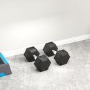 HOMCOM Rubber Hex Dumbbell Portable Hand Weights For Home Gym