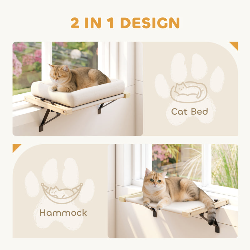 PawHut Cat Radiator Bed, Adjustable Hanging Cat Hammock with Cushion, Cream