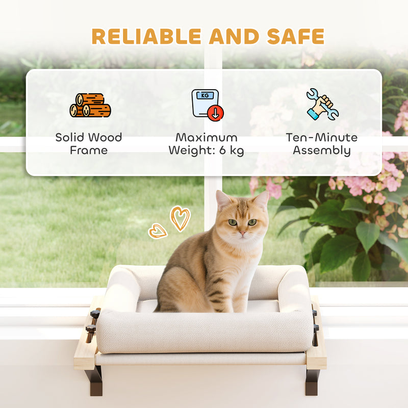 PawHut Cat Radiator Bed, Adjustable Hanging Cat Hammock with Cushion, Cream