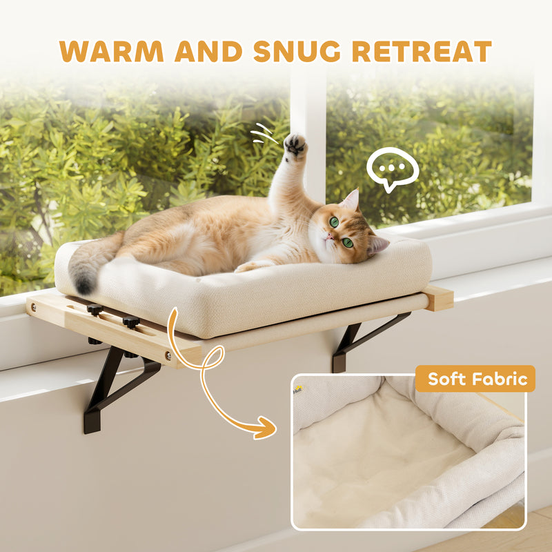 PawHut Cat Radiator Bed, Adjustable Hanging Cat Hammock with Cushion, Cream
