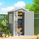 Outsunny 4 X 3 Ft Plastic Small Garden Shed With Lockable Door, Light Grey