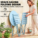 Outsunny Folding Bistro Set with Round Garden Table and Chairs, Light Blue