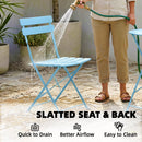 Outsunny Folding Bistro Set with Round Garden Table and Chairs, Light Blue