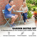 Outsunny Folding Bistro Set with Round Garden Table and Chairs, Light Blue