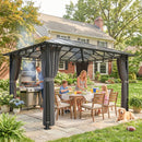 Outsunny 3 x 4 m Hardtop Gazebo with PC Roof, Aluminium Frame, Dark Grey