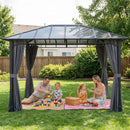 Outsunny 3 x 4 m Hardtop Gazebo with PC Roof, Aluminium Frame, Dark Grey