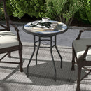 Outsunny Garden Table With Glass Printed Design For Outdoor
