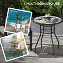 Outsunny Garden Table With Glass Printed Design For Outdoor