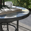 Outsunny Garden Table With Glass Printed Design For Outdoor