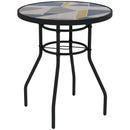 Outsunny Garden Table With Glass Printed Design For Outdoor