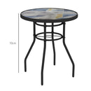Outsunny Garden Table With Glass Printed Design For Outdoor