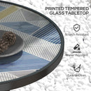 Outsunny Garden Table With Glass Printed Design For Outdoor
