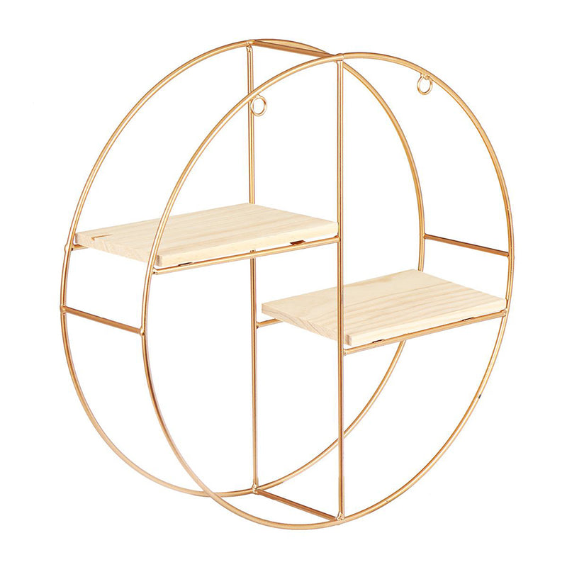 Livingandhome Gold Wall Hanging Storage and Display Decorative Shelf