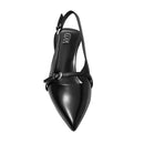 Slingback Pointed Closed Toe Kitten Heels - Black