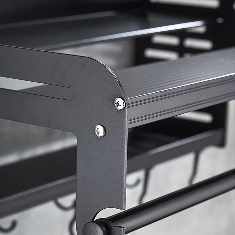 Lifeideas 2-Tier Wall-Mounted Microwave Shelf Spice Rack with 10 Hooks