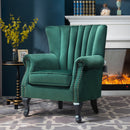 Livingandhome Velvet Channel-Tufted Armchair