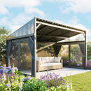 Outsunny 4.3 X 3 M Garden Pergola With Netting Curtains, Lean To Pergola