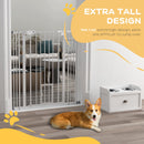 PawHut Extra Tall Dog Gate with Cat Door Auto Close for Stairs 74-101 cm Wide