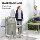 Outsunny 7 Pieces Garden Furniture Set With Stackable Chairs, Light Grey