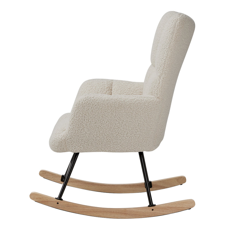 Livingandhome White Sherpa Rocking Chair