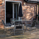 6 Person Garden Furniture Patio Set Table, 6 Chairs & Parasol