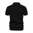 Fashionable Short Sleeve Polo T-Shirt - Black