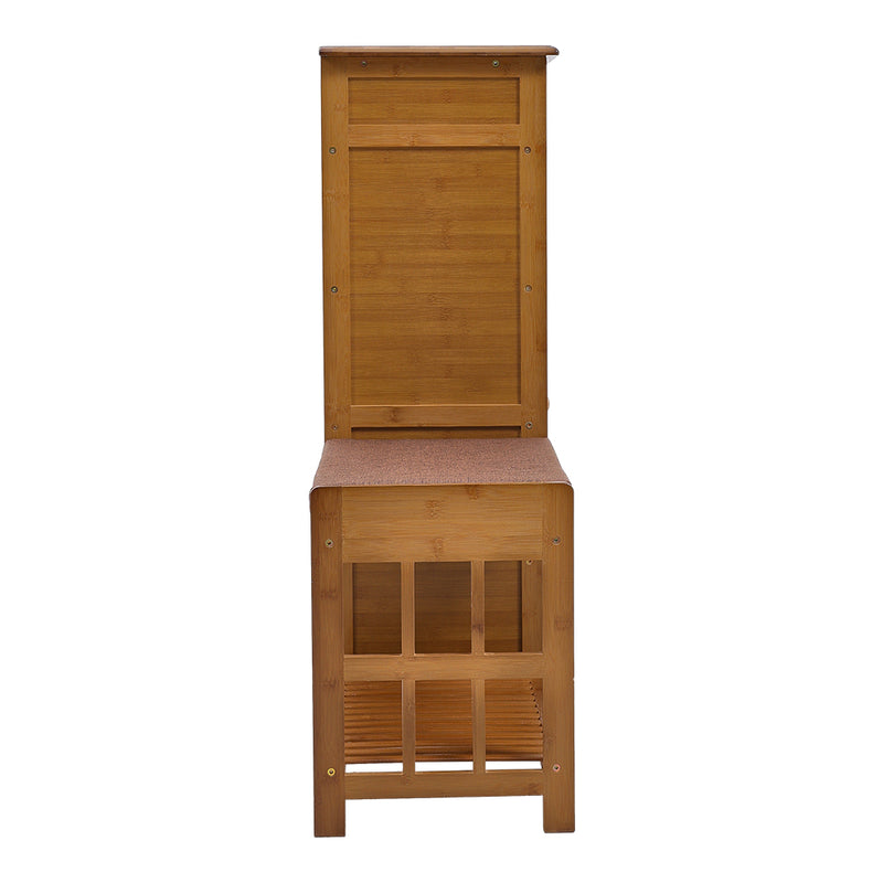 Livingandhome Wooden Shoe Storage Cabinet with Padded Seat