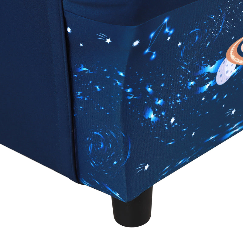 HOMCOM Kids Polyester Upholstered Outer-Space Armchair Blue/Yellow