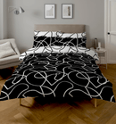 Copenhagen Home Pablo Reversible Double Duvet Cover Set With Pillowcases - Monochrome (Black & White)